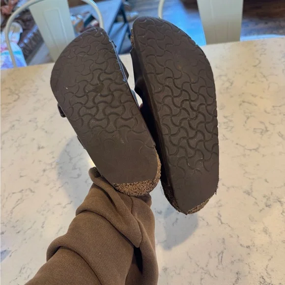 Birkenstock Arizona Brown Dual-Buckle Leather Slide Sandals - Picture 4 of 7